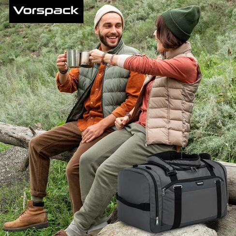 Vorspack Gym Bag for Men - 45L Duffle Bag for Travel Backpack Carry On Backpack with Shoe Compartment Large Weekender Bag Overnight Bag for Sports Gym Travel - Black in Saudi Arabia
