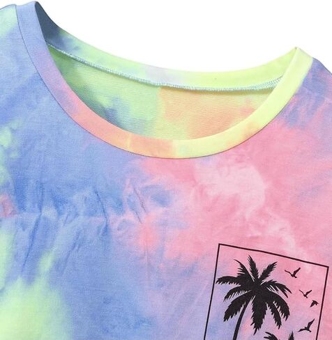 Verdusa Boy's 2 Piece Outfits Tie Dye Crew Neck Tee Shirts and Track Shorts in Saudi Arabia