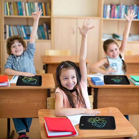 12 قطعة من تابلت الرسم LCD للكتابة، لوحة رسم خربش، ألعاب تعليمية قابلة للمسح، لوحات تعليمية إلكترونية قابلة للمسح، هدية للأعمار من 3 إلى 8 سنوات من الفتيات والأولاد (لون زاهي، شاشة 6.5 بوصة) in Kuwait