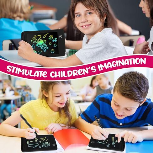 12 قطعة من تابلت الرسم LCD للكتابة، لوحة رسم خربش، ألعاب تعليمية قابلة للمسح، لوحات تعليمية إلكترونية قابلة للمسح، هدية للأعمار من 3 إلى 8 سنوات من الفتيات والأولاد (لون زاهي، شاشة 6.5 بوصة) in Kuwait