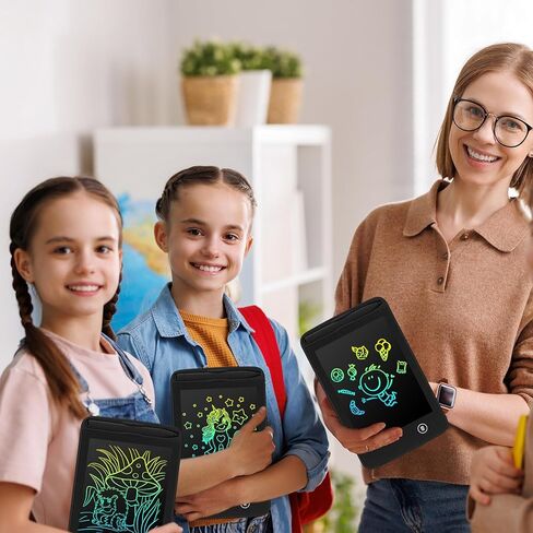 12 قطعة من تابلت الرسم LCD للكتابة، لوحة رسم خربش، ألعاب تعليمية قابلة للمسح، لوحات تعليمية إلكترونية قابلة للمسح، هدية للأعمار من 3 إلى 8 سنوات من الفتيات والأولاد (لون زاهي، شاشة 6.5 بوصة) in Kuwait