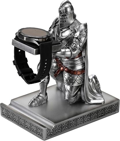 King's Guard Watch Display Stand نظارات مجوهرات سوار قلادة حامل صواني أبراج الراتنج حامل القلم Warrior Knight حامل الهاتف المحمول للمكتب والمنزل (أزرق) in Saudi Arabia