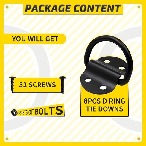 8PCS Heavy Duty D Ring Tie Down Anchor Hooks, Large D Ring Tie Down Anchors 3600LBS Breaking Strength, Tie Down Anchors with Bolts Screws for Trailer Truck RV Boats Camper Pickup Surface Mount in Saudi Arabia
