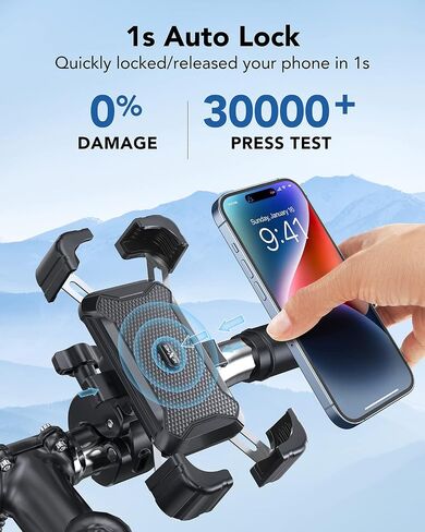 Bike Phone Holder Mount, [1s Quick Release] Motorcycle Phone Mount, Universal Bicycle Handlebar Phone Mount for iPhone 15 14 13 12 Pro Max Plus Mini, Samsung and 4.0"- 7.2" Cellphone - Black in Saudi Arabia