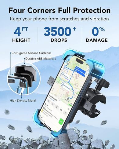 Bike Phone Holder Mount, [1s Quick Release] Motorcycle Phone Mount, Universal Bicycle Handlebar Phone Mount for iPhone 15 14 13 12 Pro Max Plus Mini, Samsung and 4.0"- 7.2" Cellphone - Black in Saudi Arabia