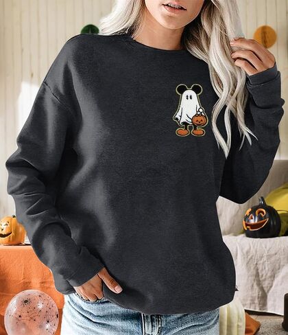 BANGELY Halloween Sweatshirt Women Oversized Cute Spooky Ghost Graphic Shirt Halloween Sweater Fall Long Sleeve Pullover Top in Saudi Arabia