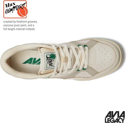 Avia 855 Basketball Shoes for Men and Women, Low Top Retro Sneakers for Indoor or Outdoor, Street or Court, Sizes 4.5 to 15, Blue and White, Green and Cream, or Grey and All White Shoes for Men in Saudi Arabia