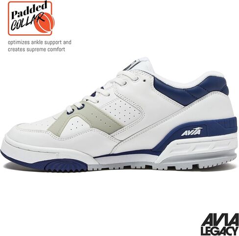 Avia 855 Basketball Shoes for Men and Women, Low Top Retro Sneakers for Indoor or Outdoor, Street or Court, Sizes 4.5 to 15, Blue and White, Green and Cream, or Grey and All White Shoes for Men in Saudi Arabia