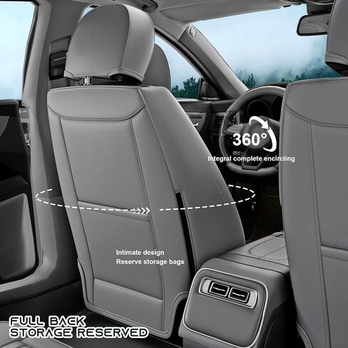 5 Pieces ZC Front and Rear Car Seat Covers, Waterproof Nappa Leather Full Set Car Seat Protectors with Headrests, Universal Auto Interior Fit for Sedans SUV Pick-up Truck, Grey in Saudi Arabia