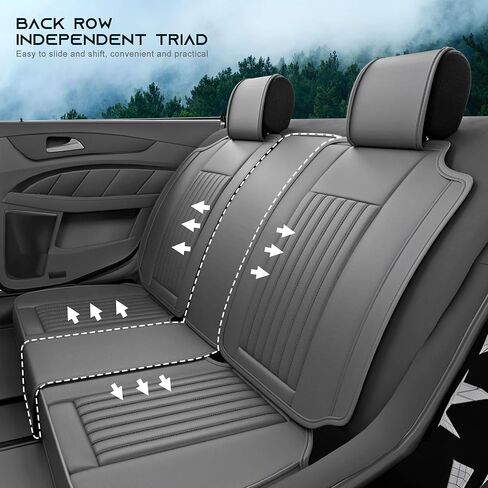 5 Pieces ZC Front and Rear Car Seat Covers, Waterproof Nappa Leather Full Set Car Seat Protectors with Headrests, Universal Auto Interior Fit for Sedans SUV Pick-up Truck, Grey in Saudi Arabia