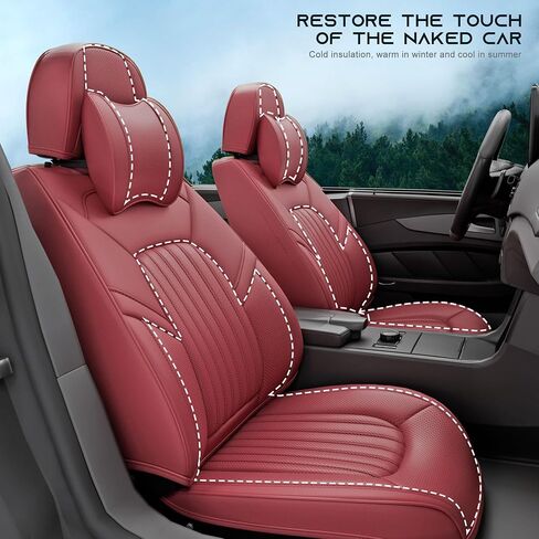 5 Pieces ZC Front and Rear Car Seat Covers, Waterproof Nappa Leather Full Set Car Seat Protectors with Headrests, Universal Auto Interior Fit for Sedans SUV Pick-up Truck, Grey in Saudi Arabia