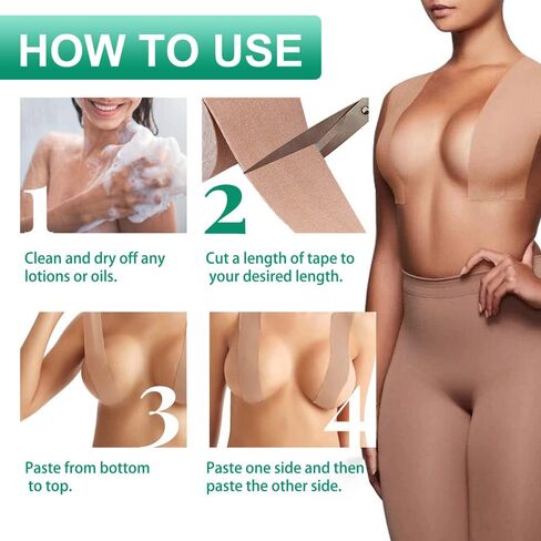 Boob Tape, Breast Lift Tape, Breathable And Sweatproof Breast Lift Straps,2 Silicone Breast Petals Reusable Gel Bras,10 Satin Petal Nipple Guards, 36 Pieces Double Face Tape Light Brown in Saudi Arabia