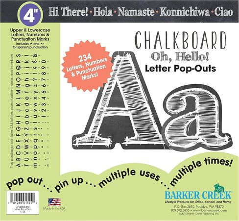 Barker Creek Letter Pop-Outs, 4" Chalkboard, Designer Letters for Bulletin Boards, Breakrooms, Reception Areas, Signs, Displays, and More! 4", 234 Characters per Set (1725) in Kuwait