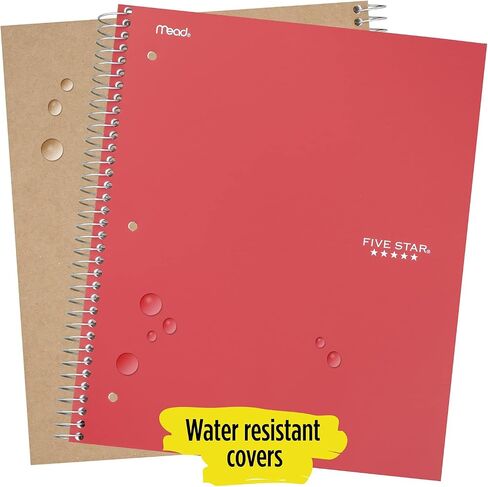 Five Star Spiral Notebooks, 5 Subject, College Ruled Paper, 200 Sheets, 11" x 8-1/2", Teal, Yellow, 2 Pack (73509) in Saudi Arabia