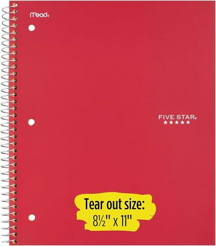 Five Star Spiral Notebooks, 5 Subject, College Ruled Paper, 200 Sheets, 11" x 8-1/2", Teal, Yellow, 2 Pack (73509) in Saudi Arabia