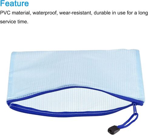 MECCANIXITY Mesh Zipper Bags, B8 Size File Document Pockets Bill Pouch Folders for Office Home Supply, Blue Pack of 6 in Saudi Arabia