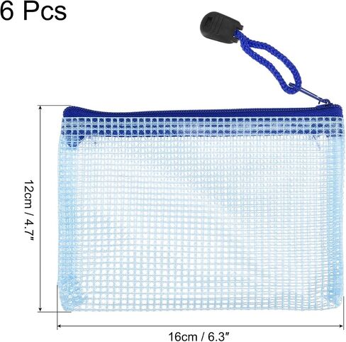 MECCANIXITY Mesh Zipper Bags, B8 Size File Document Pockets Bill Pouch Folders for Office Home Supply, Blue Pack of 6 in Saudi Arabia