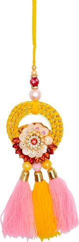 Set of 3 Rakhi Lumba for Brother Bhaiya Bhai Bhabhi and Bhatija Bhaiya Raksha Bandhan gift Rakhi Thread Rakhi with Roli Chawal and Greeting card gift pack in pouch/Potli bag in Saudi Arabia