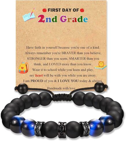 Back to School First Day of School Kindergarten Preschool 1st 2nd Grade Gifts Bracelets for Son Grandson Nephew Brother with Inspirational Card in Saudi Arabia