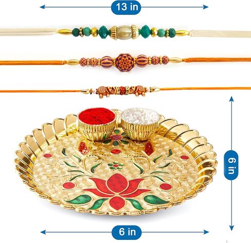 HATHKAAM مجموعة راخي 5 قطع للأخ وبهابي، مجموعة أساور راخي 3 قطع مصنوعة يدويًا من قبل النساء الحرفيين الذين يحبون من الأخت مجموعة أطباق راخي المزخرفة مع اثنين من خرز راخي فاتيس راخدي راخي in Kuwait
