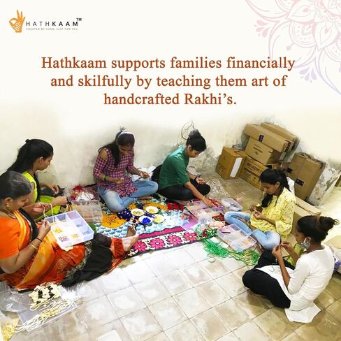 HATHKAAM مجموعة راخي 5 قطع للأخ وبهابي، مجموعة أساور راخي 3 قطع مصنوعة يدويًا من قبل النساء الحرفيين الذين يحبون من الأخت مجموعة أطباق راخي المزخرفة مع اثنين من خرز راخي فاتيس راخدي راخي in Kuwait