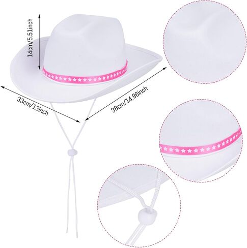 طقم أزياء راعية البقر الوردي الساخن قبعة راعية البقر البيضاء قبعة بيزلي باندانا ستار شرابة أقراط ونظارات شمسية لحفلة ديسكو الهالوين التأثيرية in Kuwait