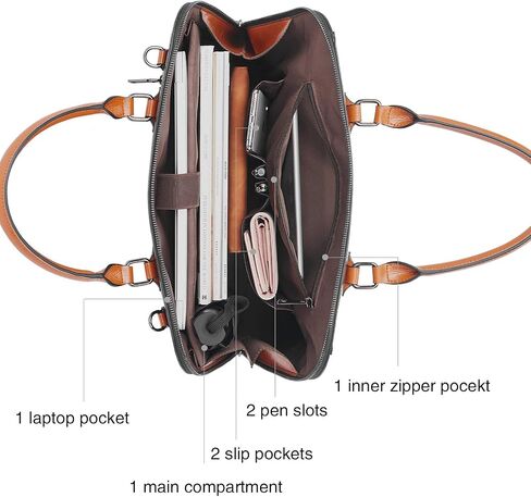 BOSTANTEN Briefcase for Women Leather 15.6 inch Laptop Shoulder Bags Office Work Crossbody Handbags and Womens Leather Wallets in Saudi Arabia