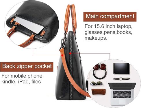 BOSTANTEN Briefcase for Women Leather 15.6 inch Laptop Shoulder Bags Office Work Crossbody Handbags and Womens Leather Wallets in Saudi Arabia