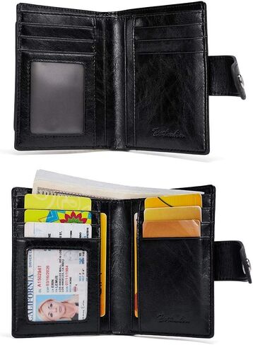 BOSTANTEN Briefcase for Women Genuine Leather Laptop Briefcase Shoulder Work Tote Bag Purse 15.6 Inch and Women Leather Wallet RFID Blocking Small Bifold Zipper Pocket Wallets Card Case Purse in Kuwait