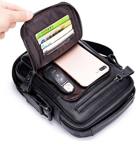 حقيبة كتف من الجلد الطبيعي للرجال حقيبة رسول رجل حقيبة يد كروس حقيبة حقيبة حقيبة سفر in Kuwait