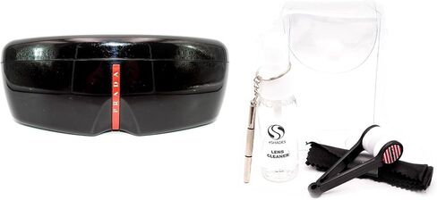 Prada Sport Gloss Black Medium Sunglass Eyeglass Case + Bundle with eSHADES Luxury Eyewear Kit in Saudi Arabia