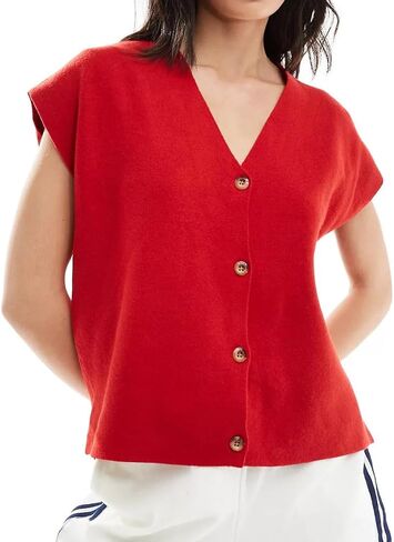 IDEALSANXUN Womens Sweater Vest Casual Oversized V Neck Button Down Tank Tops 2024 in Saudi Arabia