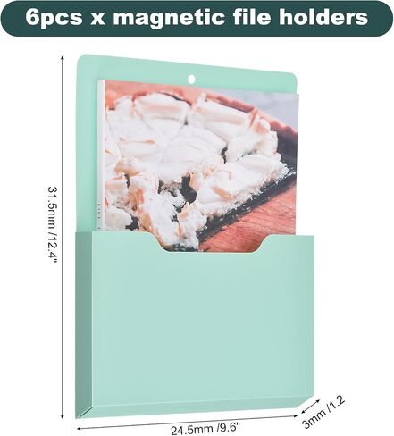 uxcell 6 Pcs Magnetic File Holder, Magnetic Paper Holder for Classroom Refrigerator, Magnetic Wall File Organizer File Holder Paper letter organizer storage Green in Saudi Arabia
