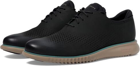 Cole Haan Men's 2.Zerogrand Laser Wing Tip Oxford Lined Loafer, Black Nubuck/Trellis/Irish Coffee, 11 in Saudi Arabia
