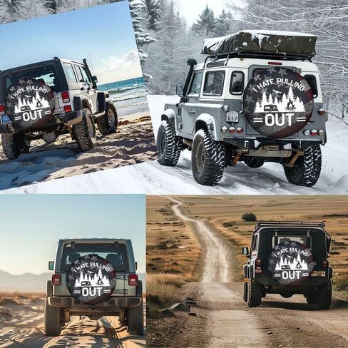 Spare Tire Cover for Rv Trailer- I Hate Pulling Out Camper Spare Tire Cover Waterproof Personalized Wheel Cover Universal Fit for SUV Truck Accessories Wheel Protectors Travel -15 inch in Saudi Arabia