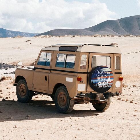 I Go Where I'm Toded غطاء إطار احتياطي لمقطورة RV غطاء عجلة عالمي مناسب لمقطورة السفر لشاحنة SUV Wrangler مقاس 14 بوصة و15 بوصة و16 بوصة و17 بوصة in Kuwait