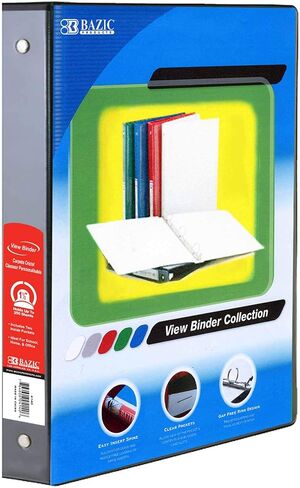 BAZIC 1.5" Black 3-Ring View Binder w/ 2-Pockets in Saudi Arabia