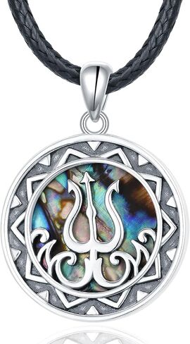 Alphm 925 Sterling Silver Sun/Poseidon Trident Necklace Abalone Shell God of Sun/Sea Pendant Necklace Greek Jewelry for Women Men in Saudi Arabia