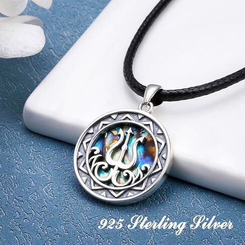 Alphm 925 Sterling Silver Sun/Poseidon Trident Necklace Abalone Shell God of Sun/Sea Pendant Necklace Greek Jewelry for Women Men in Saudi Arabia