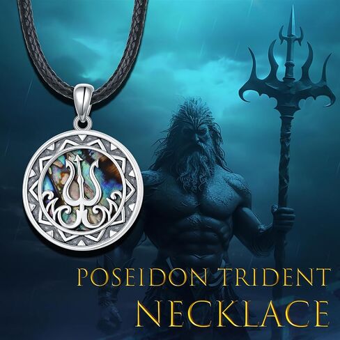 Alphm 925 Sterling Silver Sun/Poseidon Trident Necklace Abalone Shell God of Sun/Sea Pendant Necklace Greek Jewelry for Women Men in Saudi Arabia