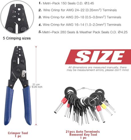 Hilitchi Professional Crimper Tools Wiring Harness Crimping Set for Delphi Packard Weather Pack Terminals and Metri-Pack Connectors with Electrical Wiring Crimp Connectors Auto Terminals Pin Extractor in Saudi Arabia