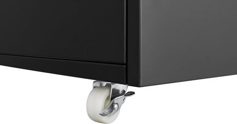 Office Furniture Copier Cabinet Black 2 Door Steel Mobile Pedestal Printer Stand, 23.62'' x 23.62'' x 17.70'', Durable Metal Storage Solution for Office Organization in Kuwait