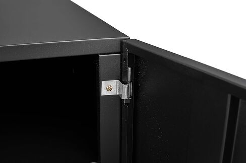 Office Furniture Copier Cabinet Black 2 Door Steel Mobile Pedestal Printer Stand, 23.62'' x 23.62'' x 17.70'', Durable Metal Storage Solution for Office Organization in Kuwait