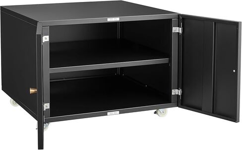 Office Furniture Copier Cabinet Black 2 Door Steel Mobile Pedestal Printer Stand, 23.62'' x 23.62'' x 17.70'', Durable Metal Storage Solution for Office Organization in Kuwait