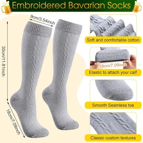 Hercicy 2 Pcs German Hat Socks Oktoberfest Costume Accessories Men Bavarian Hat Feather Knee Lederhosen Compression Socks in Kuwait