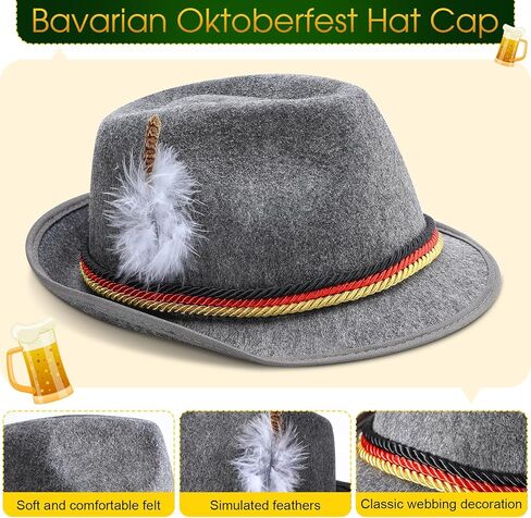 Hercicy 2 Pcs German Hat Socks Oktoberfest Costume Accessories Men Bavarian Hat Feather Knee Lederhosen Compression Socks in Kuwait