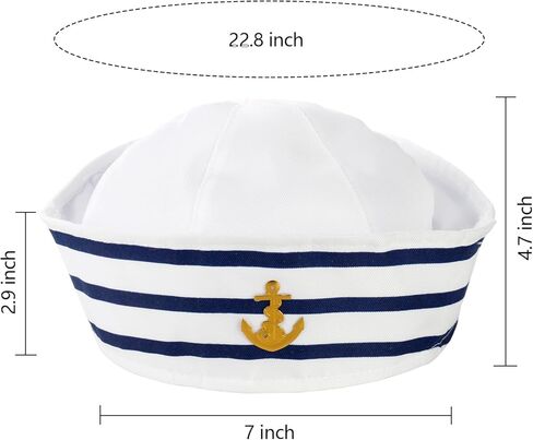 6 قطع من قبعة البحارة، باللون الأزرق مع قبعة الكابتن البيضاء للرجال والنساء، قبعة كابتن القارب البحري لملابس حفلات اليخوت الصخرية، زي البحارة، وحفلات الملابس in Kuwait