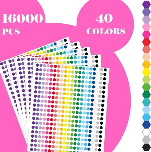 16000 PCS Small Dot Stickers 1/3" Shaped Stickets 20 Colors Color Coding Labels Circle Label Stickers for Office,Classroom in Saudi Arabia