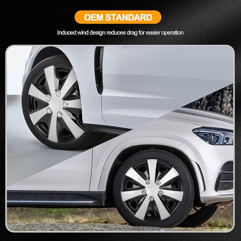 OCPTY Car Wheel Rim Skin Cover Hub Caps Hubcap Wheel Cover Black & Silver Replacements for OEM Steel Wheels, High Grade ABS with Retention Ring 4 Pack 15 inch in Saudi Arabia