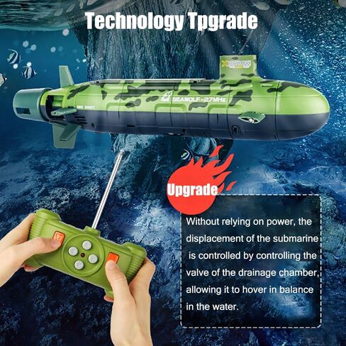 Lllunimon RC قارب التحكم عن بعد Seawolf الغواصة محاكاة نموذج الغوص سباق السفينة هدية للبالغين والأطفال، أخضر 27 ميجا هرتز in Saudi Arabia